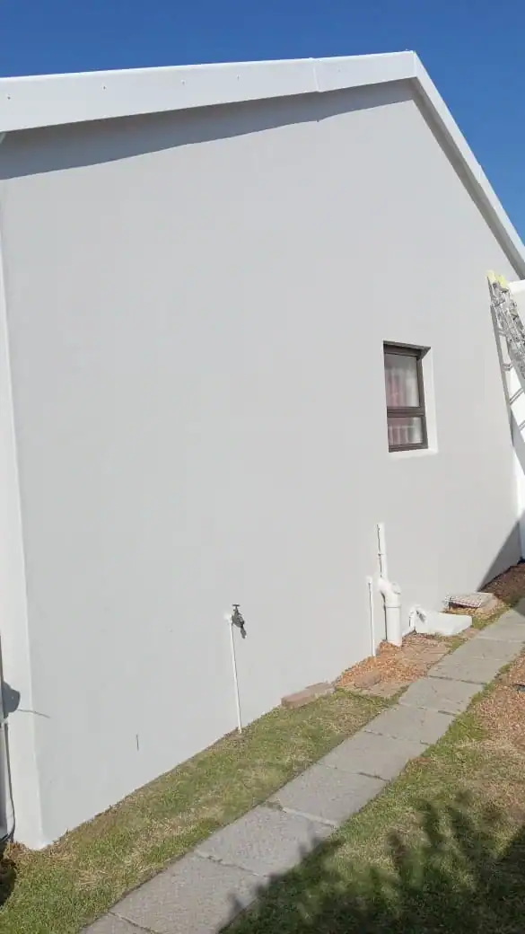 Completed exterior wall after damp-related preparation and painting at an older Newlands home