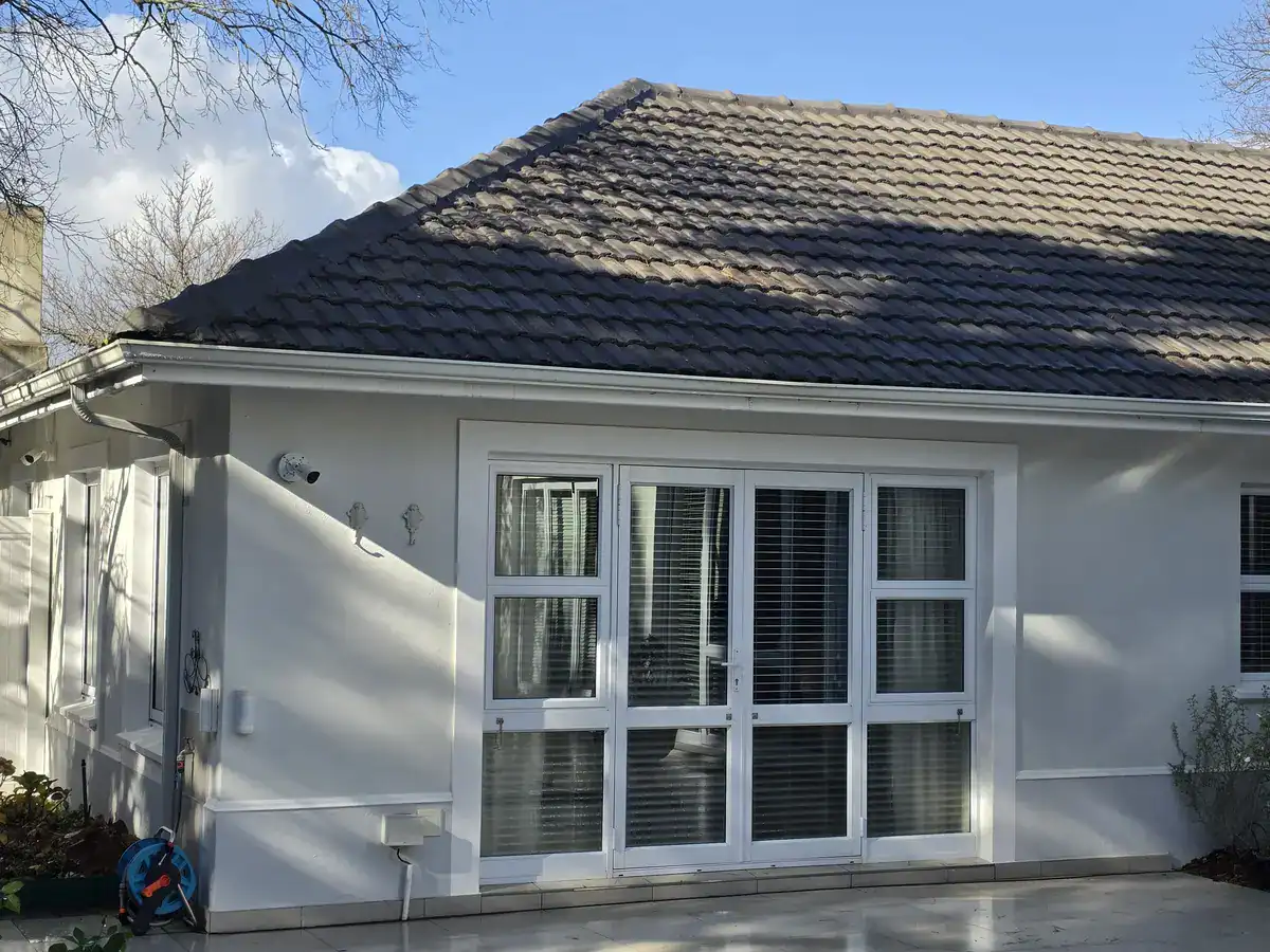 Vierlanden Durbanville home before exterior and tiled roof painting showing weathered surfaces before preparation