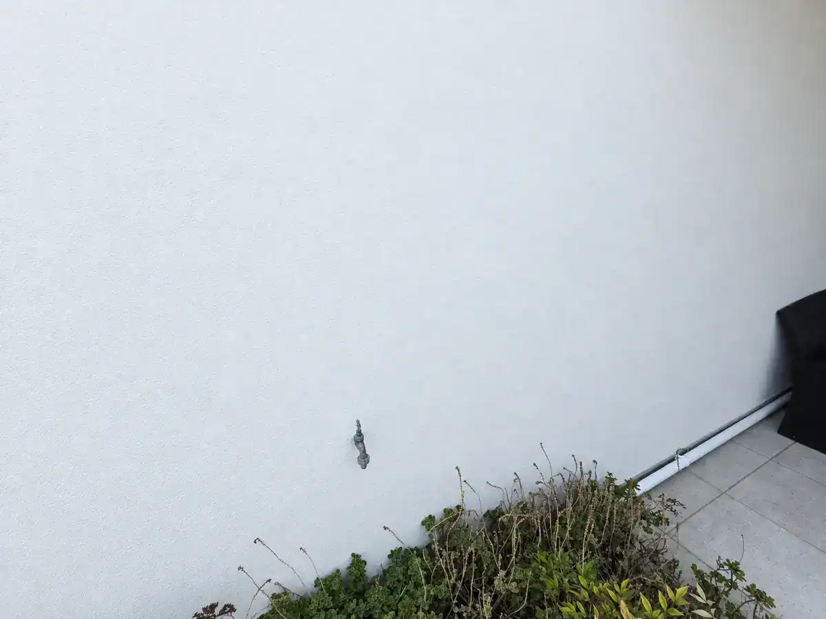 Repaired and repainted exterior wall after paint failure repairs at Rozendal Farm Stellenbosch