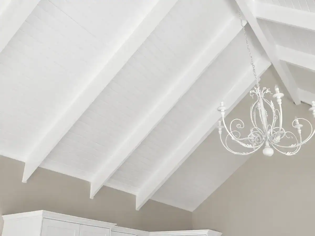Welgemoed Bellville high wooden ceiling and exposed beams after painting